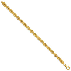 14K 8 inch 6.5mm Diamond-cut Rope with Fancy Lobster Clasp Chain