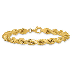 14K 8 inch 6.5mm Diamond-cut Rope with Fancy Lobster Clasp Chain