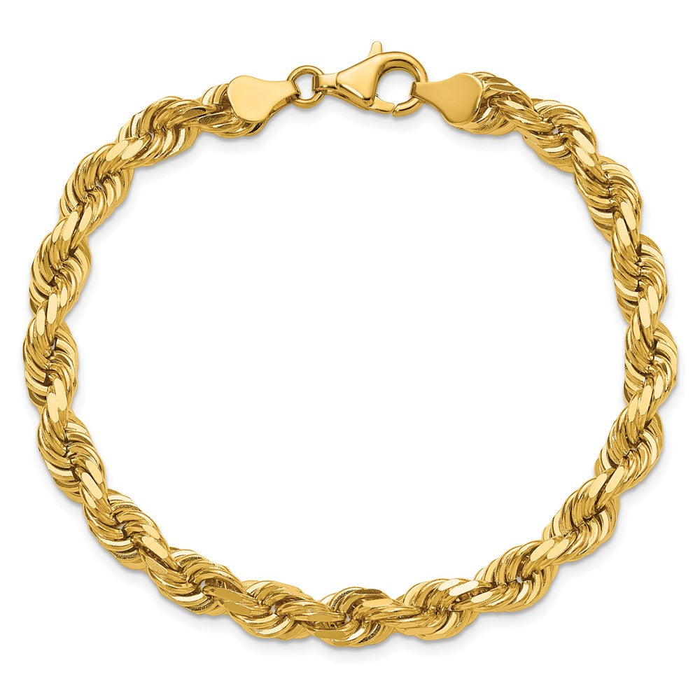 14K 8 inch 6.5mm Diamond-cut Rope with Fancy Lobster Clasp Chain