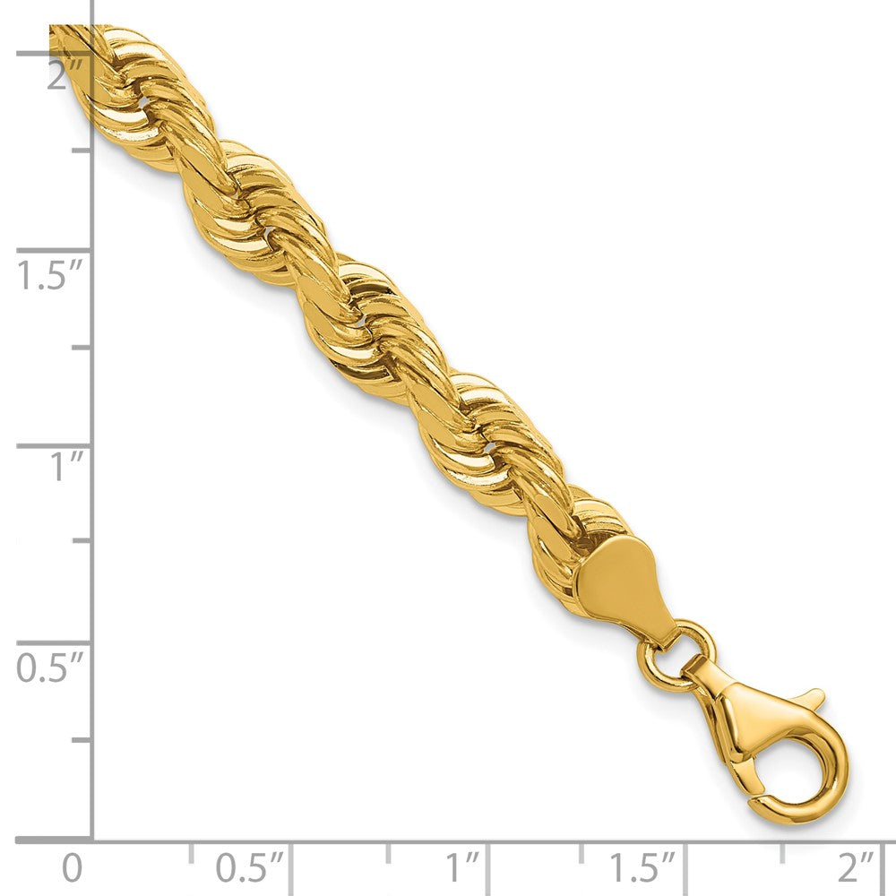 14K 8 inch 6.5mm Diamond-cut Rope with Fancy Lobster Clasp Chain