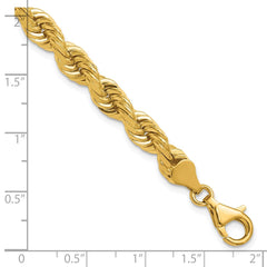14K 8 inch 6.5mm Diamond-cut Rope with Fancy Lobster Clasp Chain