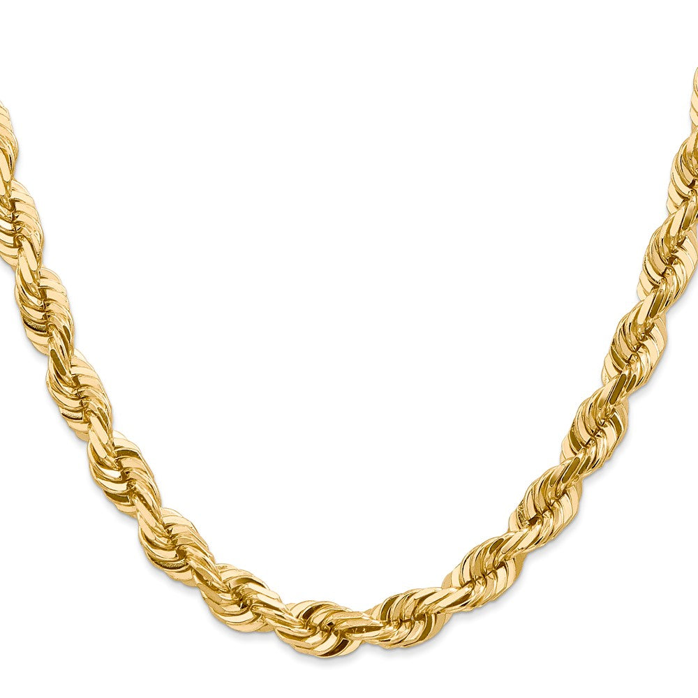 14K 20 inch 7mm Diamond-cut Rope with Fancy Lobster Clasp Chain