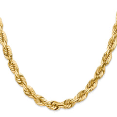 14K 24 inch 7mm Diamond-cut Rope with Fancy Lobster Clasp Chain