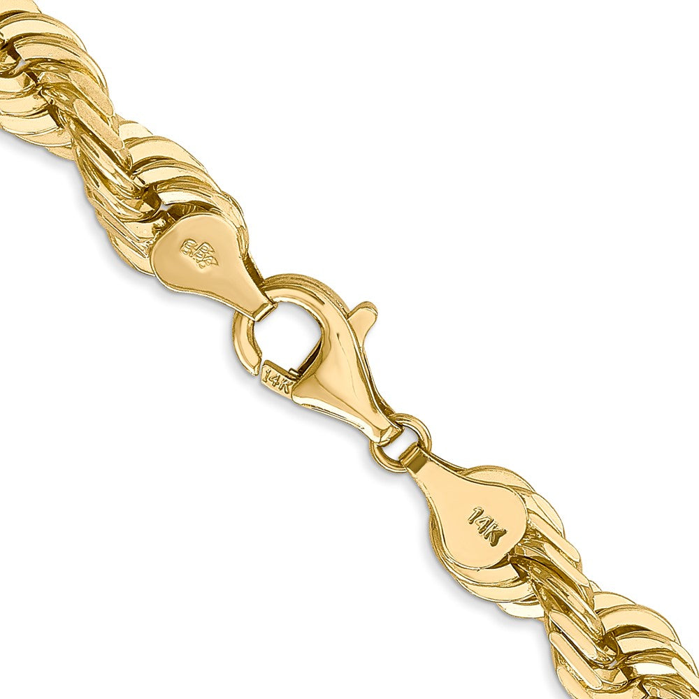 14K 20 inch 7mm Diamond-cut Rope with Fancy Lobster Clasp Chain