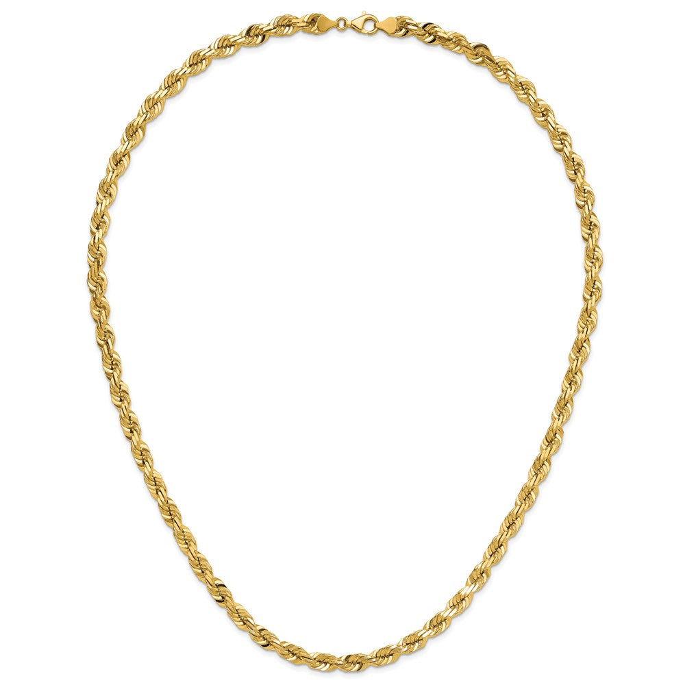14K 26 inch 7mm Diamond-cut Rope with Fancy Lobster Clasp Chain