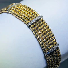 LIV 18k yellow gold over sterling silver white sapphire wide diamond cut tennis bracelet