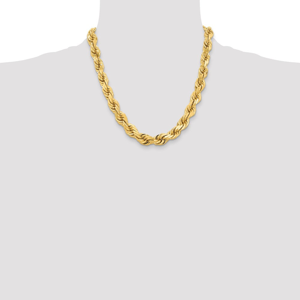 14K 20 inch 12mm Diamond-cut Rope with Fancy Lobster Clasp Chain