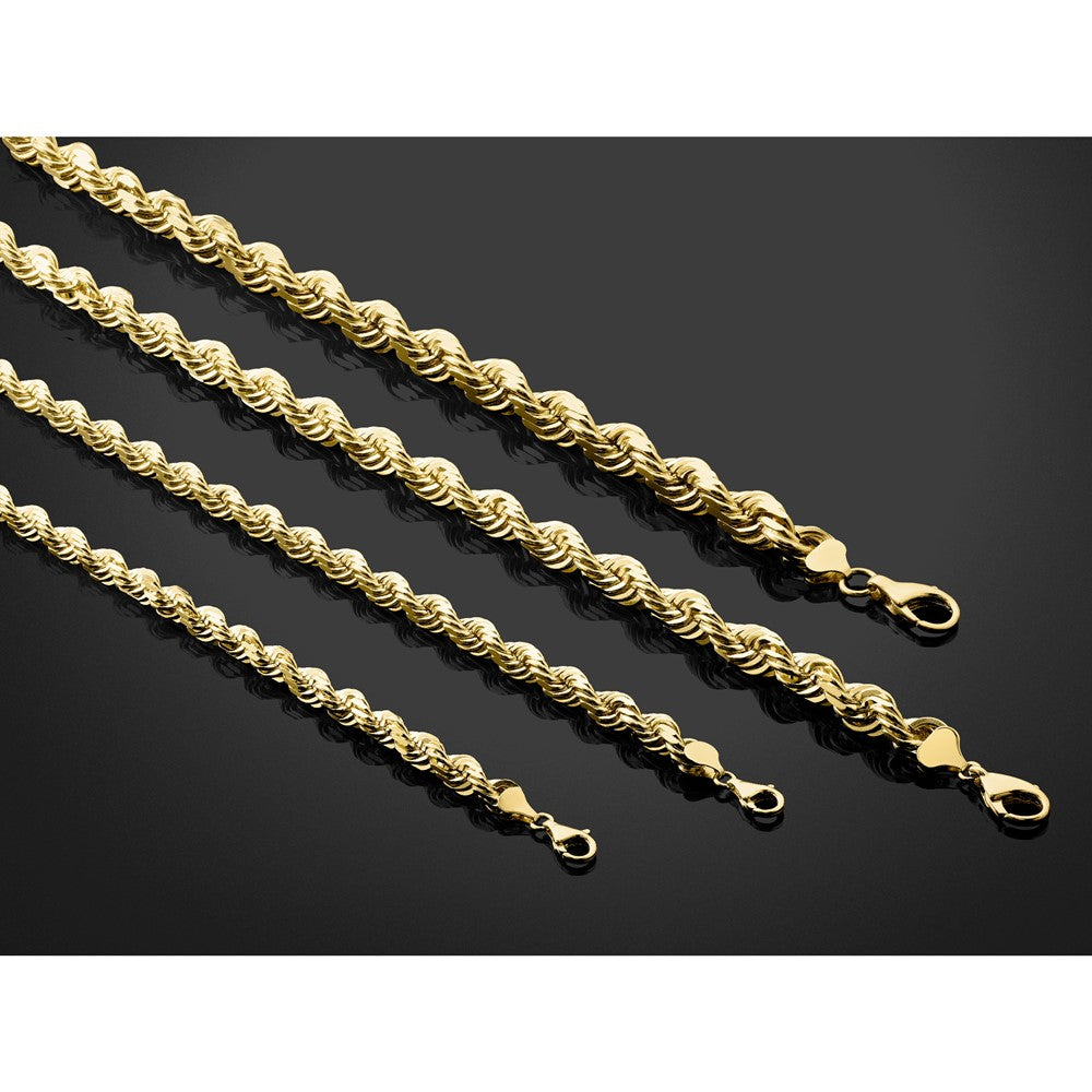 14K 26 inch 7mm Diamond-cut Rope with Fancy Lobster Clasp Chain