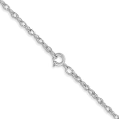 14K White Gold 24 inch Carded 1.35mm Cable Rope with Spring Ring Clasp Chain