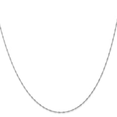 14K White Gold 24 inch Carded 1mm Singapore with Spring Ring Clasp Chain