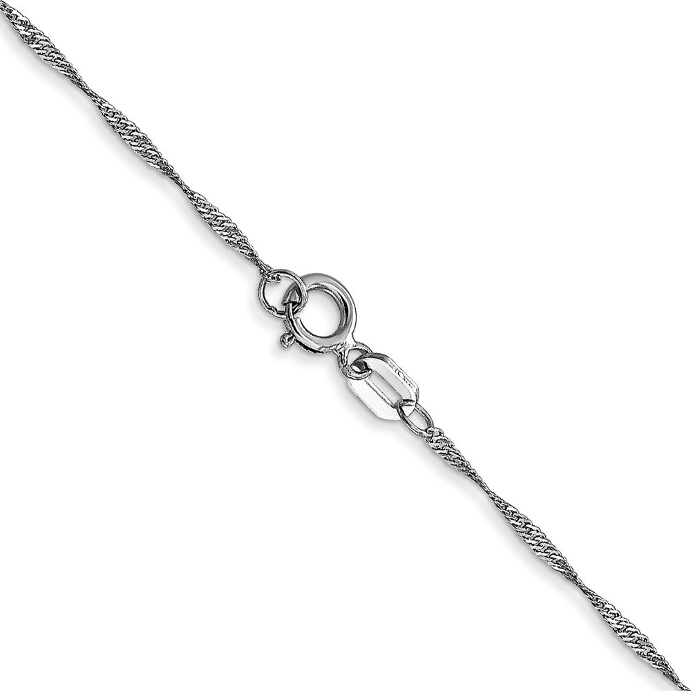 14K White Gold 18 inch Carded 1mm Singapore with Spring Ring Clasp Chain