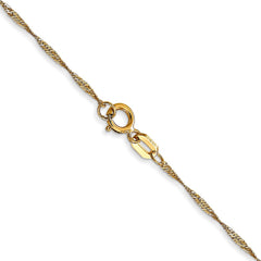 14K 24 inch Carded 1mm Singapore with Spring Ring Clasp Chain