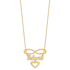 10k Yellow Gold Brushed Infinity/Heart and Name Necklace