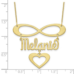 10k Yellow Gold Brushed Infinity/Heart and Name Necklace