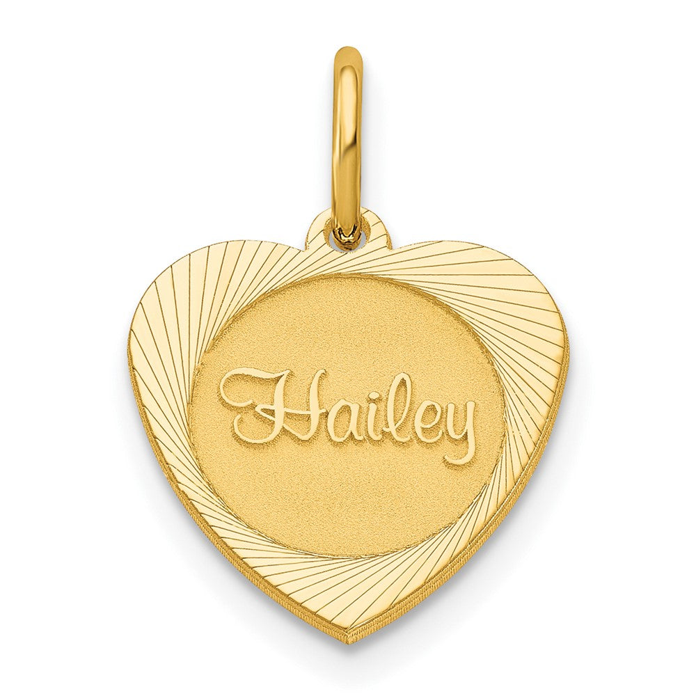 10k Small Yellow Gold Small Heart Disc Name Charm