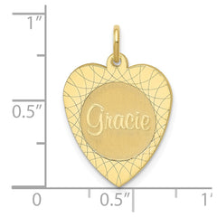 10k Small Yellow Gold Heart Disc Name Charm