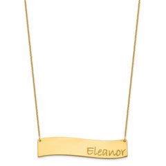 10k Yellow Gold Medium BRADLEY HAND Curved Bar Necklace