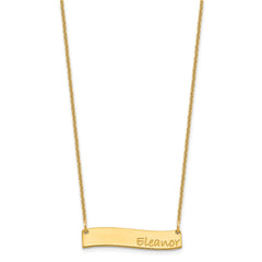 10k Yellow Gold Small BRADLEY HAND Curved Bar Necklace