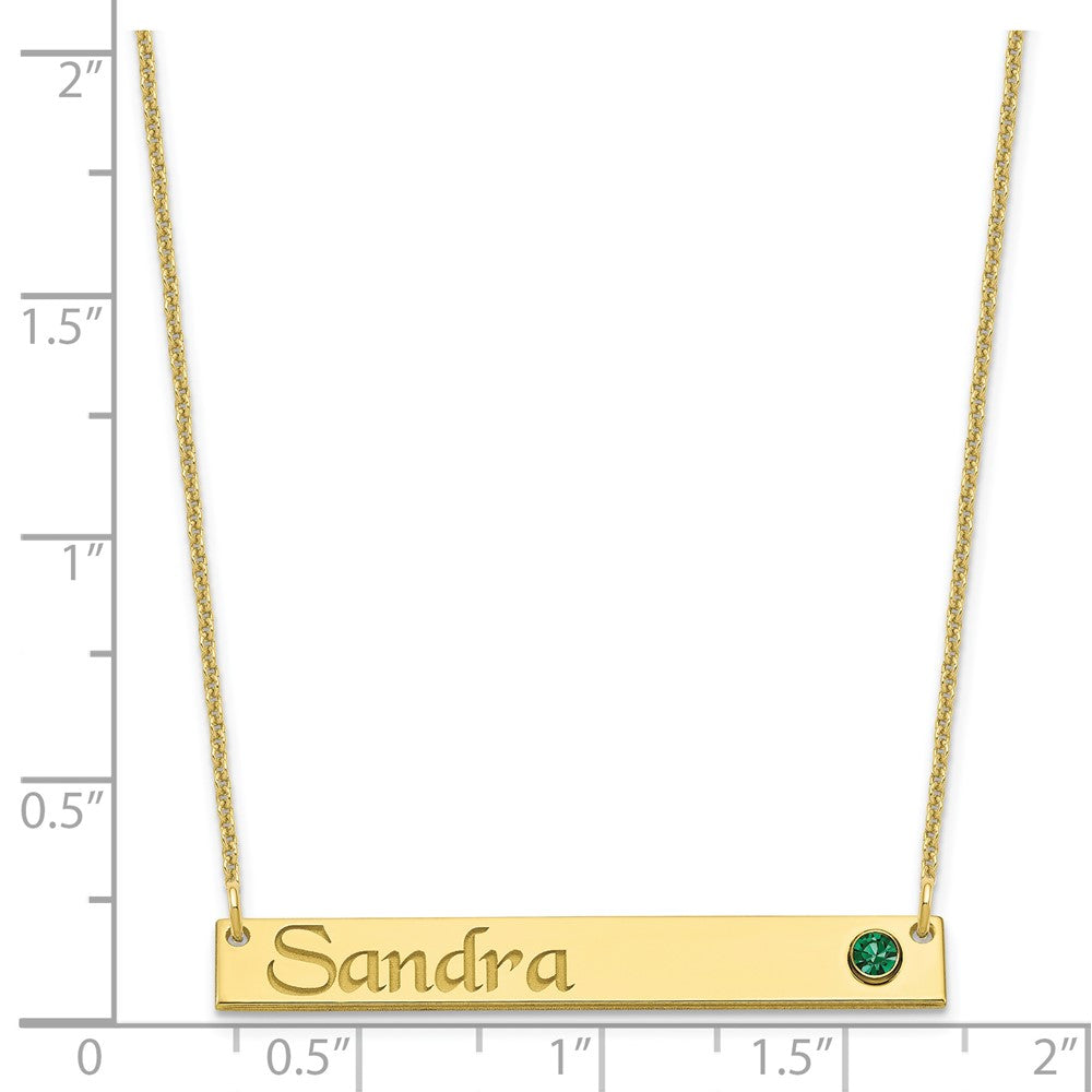 10k Yellow Gold Personalized Bar w/ 14k Bezel Birthstone Necklace