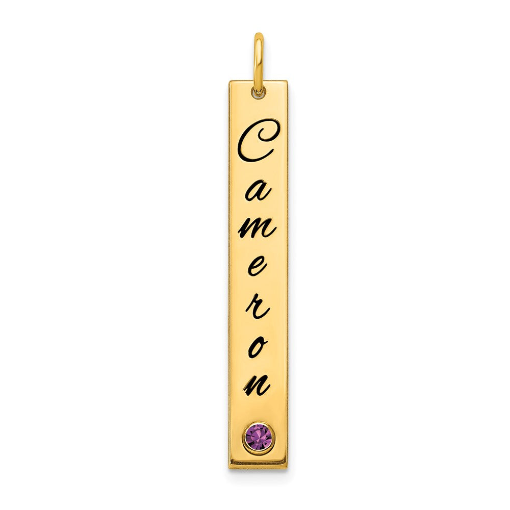 10k YG Med Epoxy Name w/14k Bezel Birthstone Bar Charm
