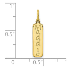 10k Yellow Gold Block Font Name Bar Charm