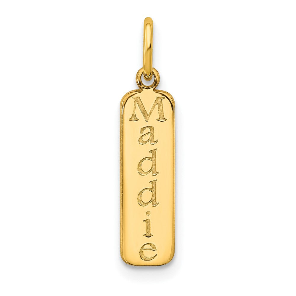 10k Yellow Gold Block Font Name Bar Charm