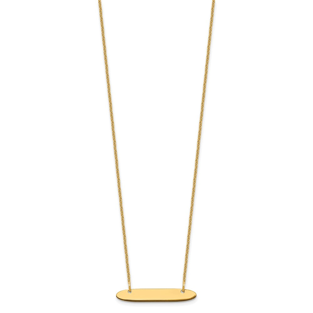 10k  Yellow Gold Small Oblong Blank Bar Necklace