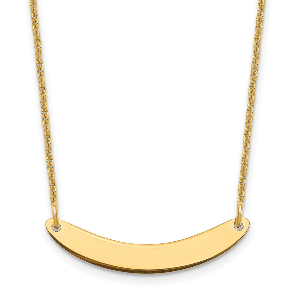 10k Yellow Gold Small Curved Blank Bar Necklace - 2