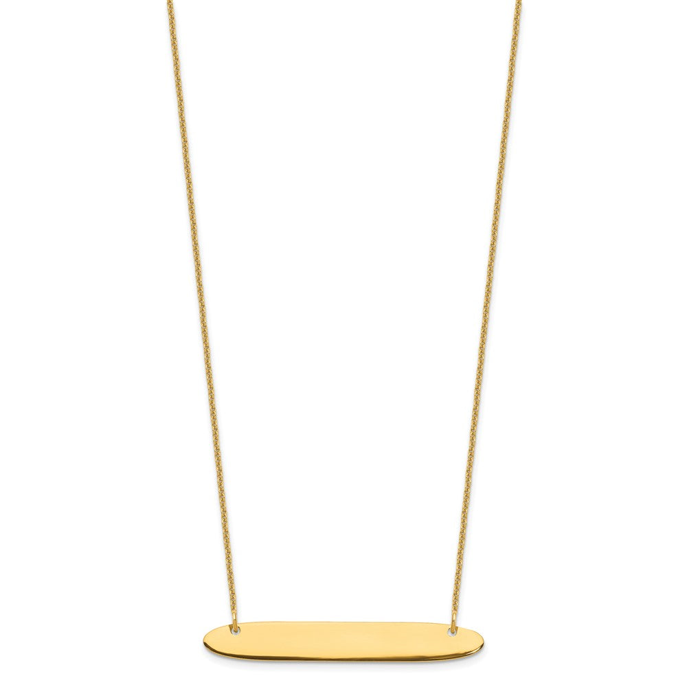 10k Yellow Gold Medium Oblong Blank Bar Necklace