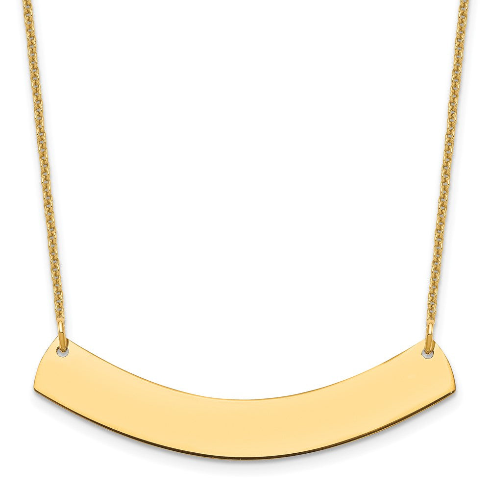 10k Yellow Gold Medium Curved Blank Bar Necklace - 2