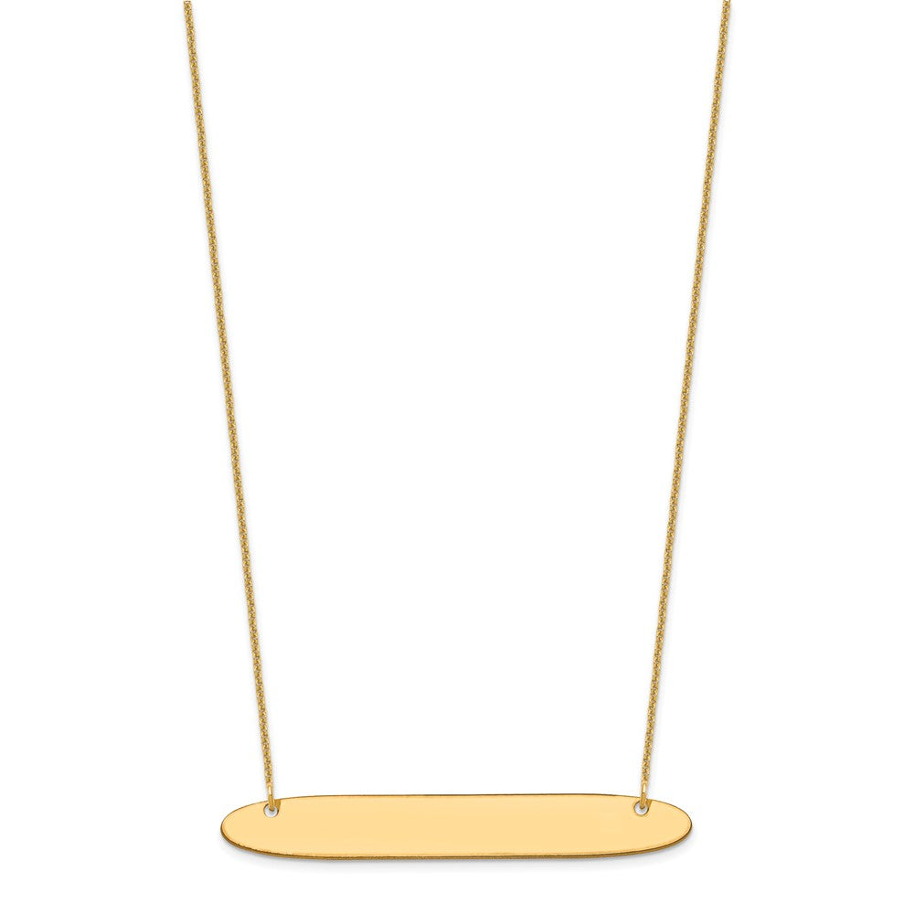 10k Yellow Gold Large Oblong Blank Bar Necklace