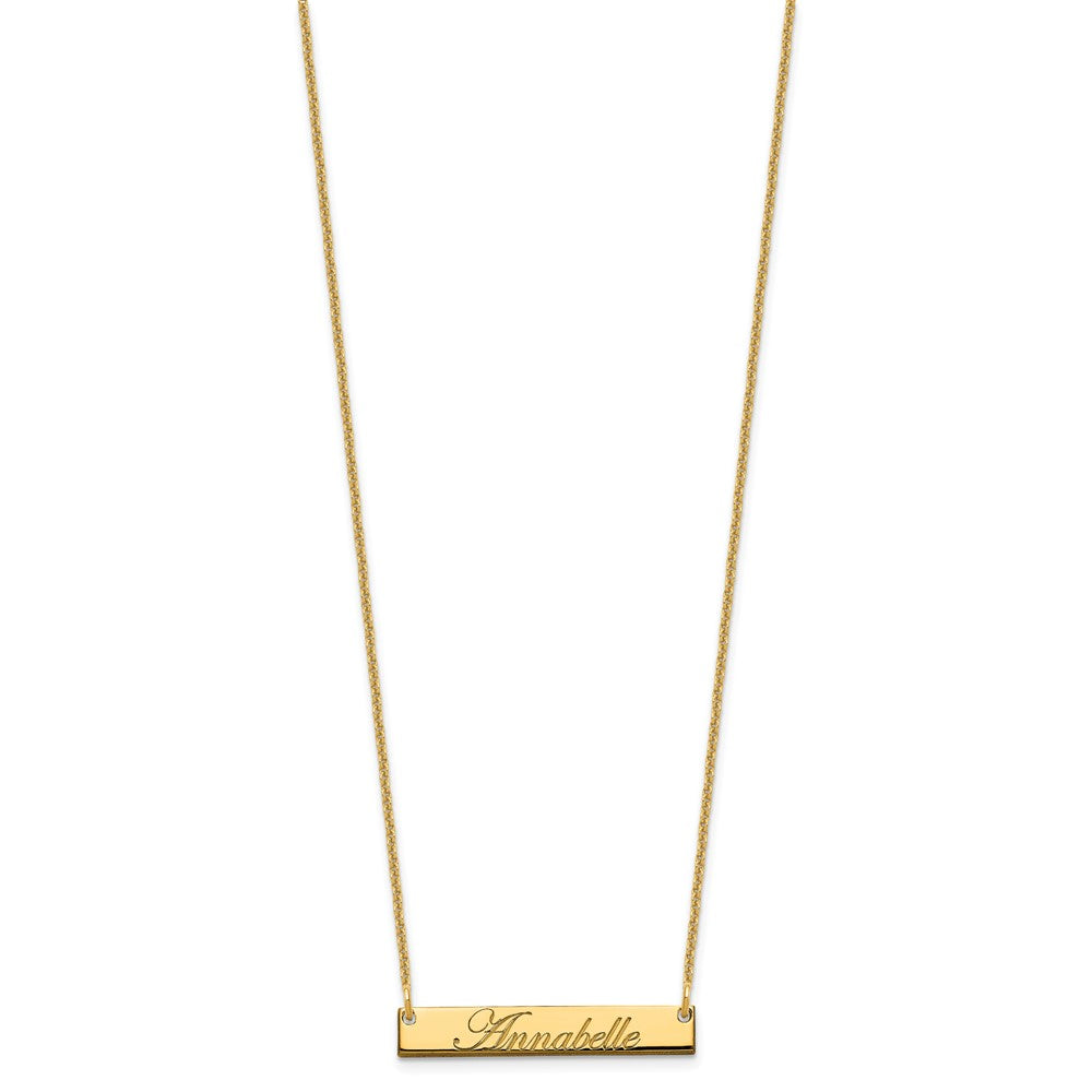 10k Yellow Gold Small EDWARDIAN SCRIPT Bar Necklace