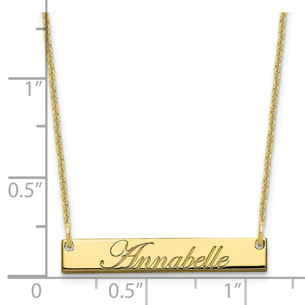 10k Yellow Gold Small EDWARDIAN SCRIPT Bar Necklace