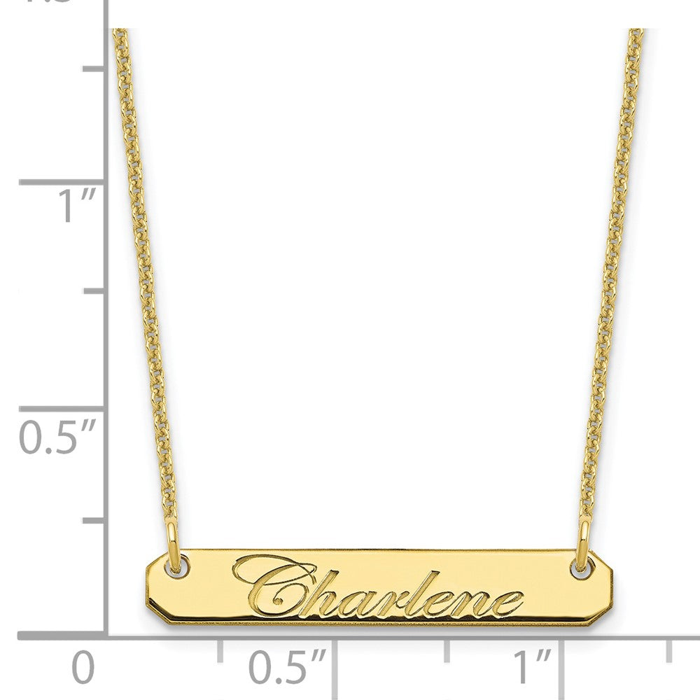 10k Yellow Gold Small EDWARDIAN SCRIPT Bar Necklace