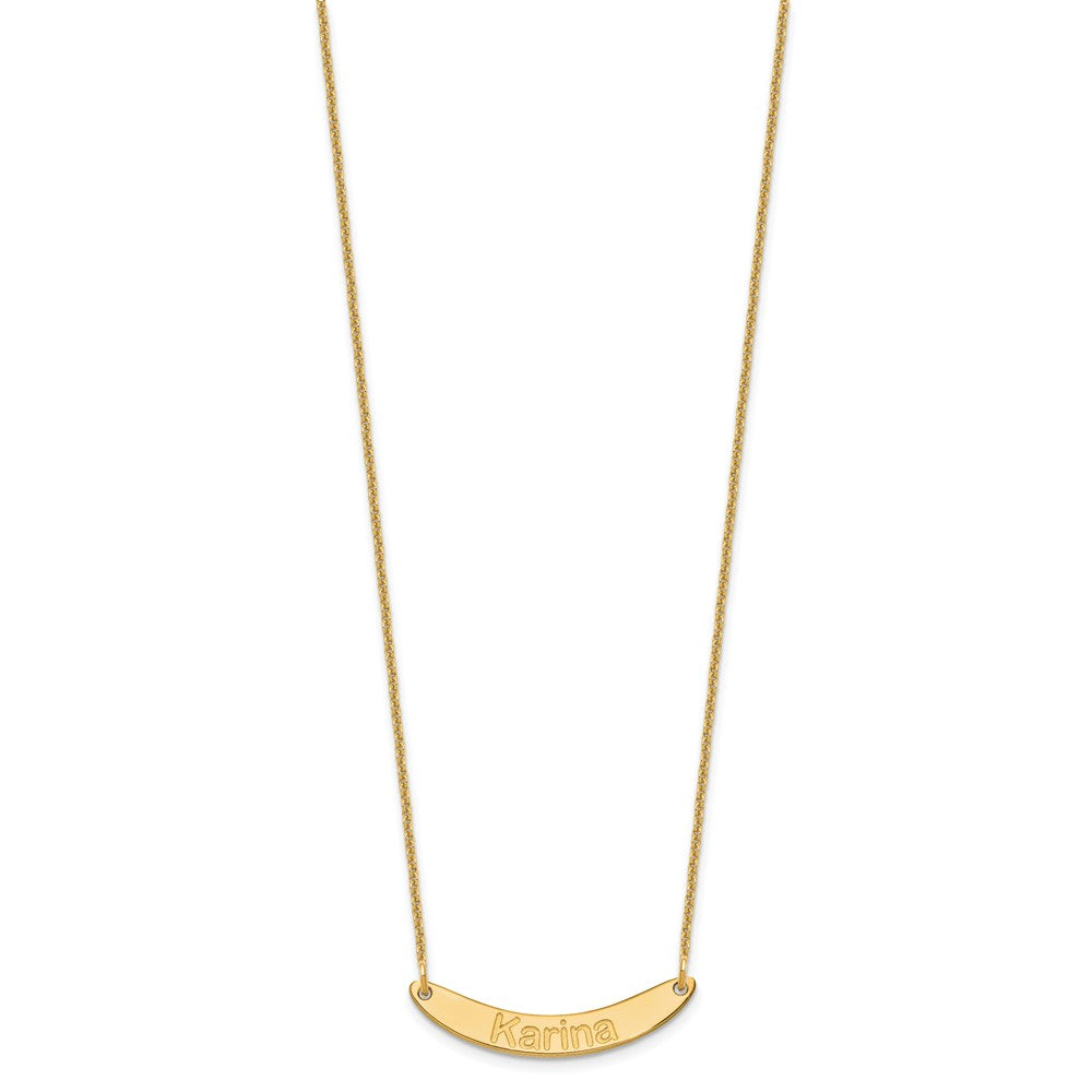 10k Yellow Gold Small ARIAL ROUNDED Curved Bar Necklace