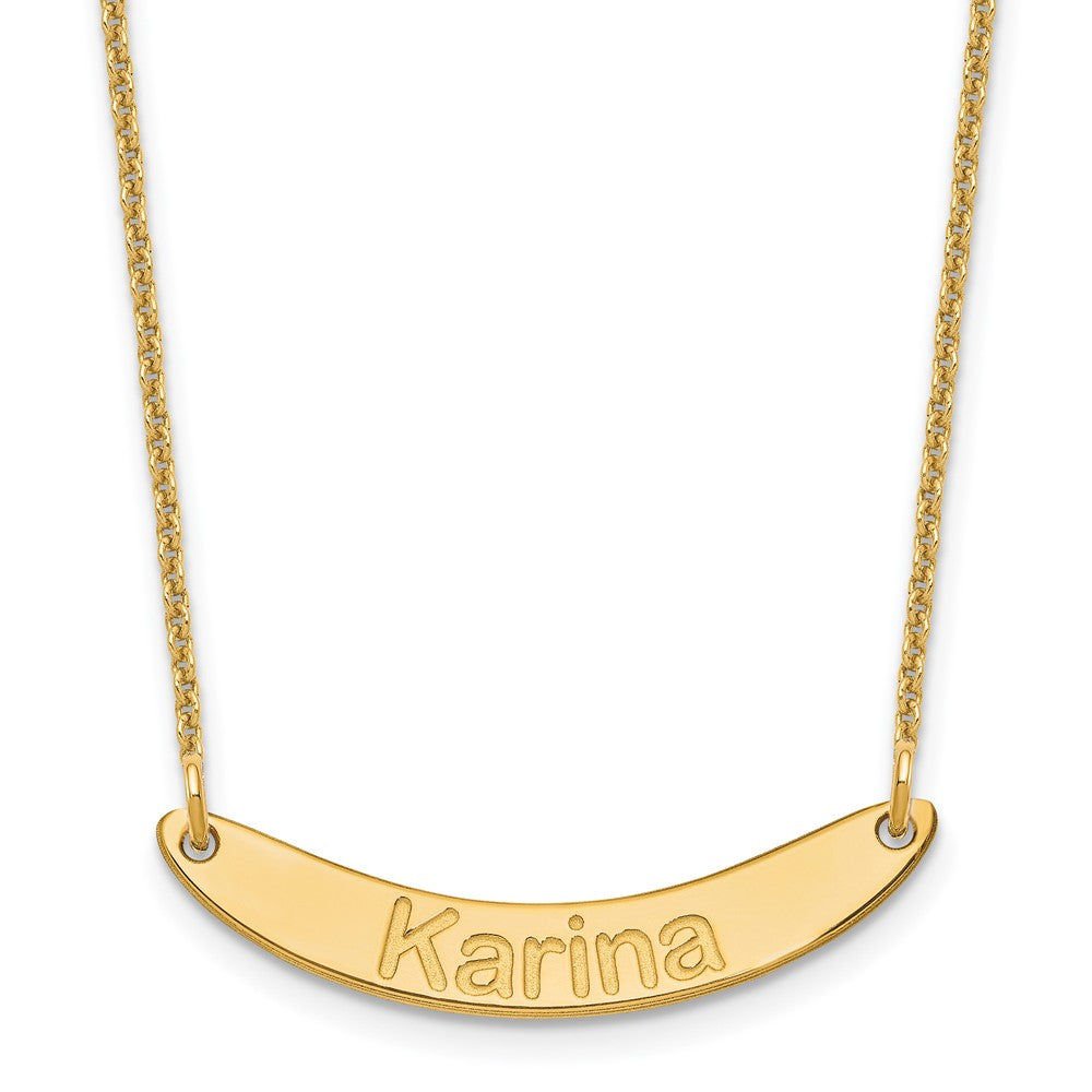 10k Yellow Gold Small ARIAL ROUNDED Curved Bar Necklace - 2
