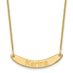 10k Yellow Gold Small ARIAL ROUNDED Curved Bar Necklace - 2