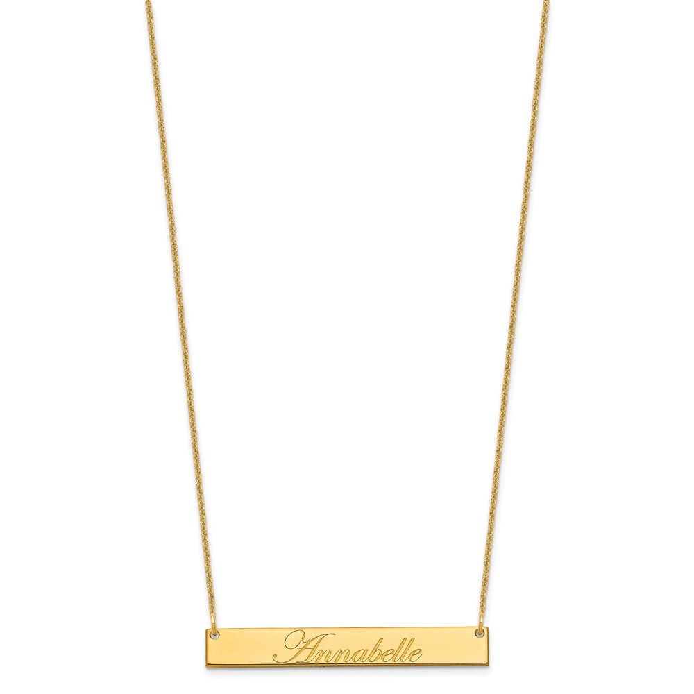 10k Yellow Gold Medium EDWARDIAN SCRIPT Bar Necklace