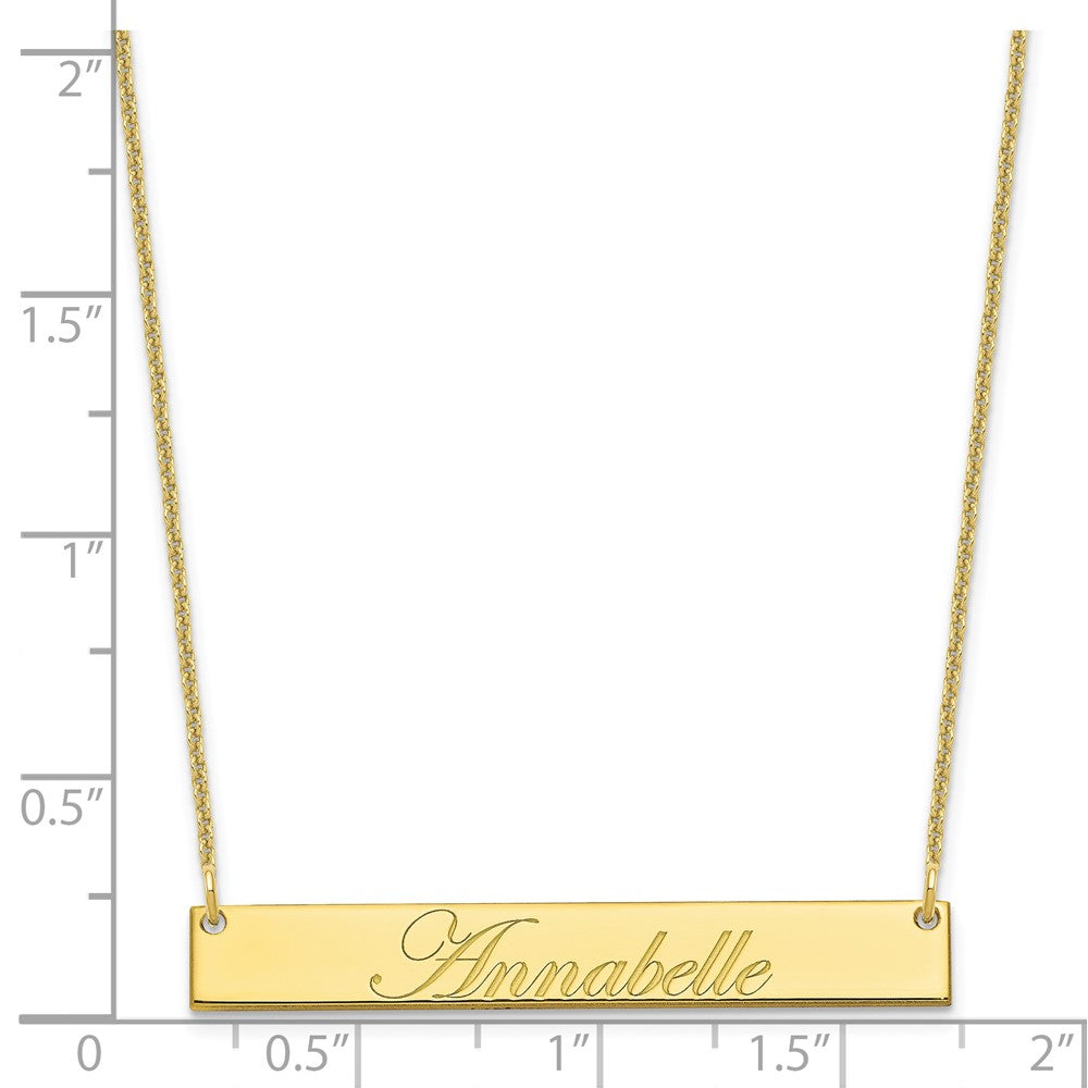 10k Yellow Gold Medium EDWARDIAN SCRIPT Bar Necklace