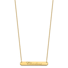 10k Yellow Gold Medium EDWARDIAN SCRIPT Bar Necklace