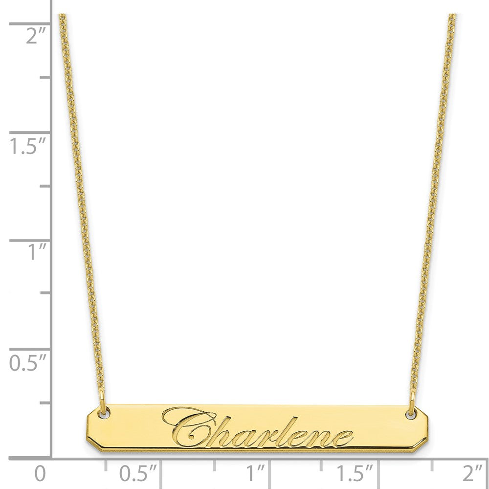 10k Yellow Gold Medium EDWARDIAN SCRIPT Bar Necklace