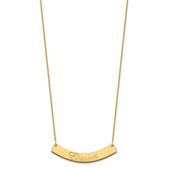 10k Yellow Gold Medium EDWARDIAN SCRIPT Curved Bar Necklace