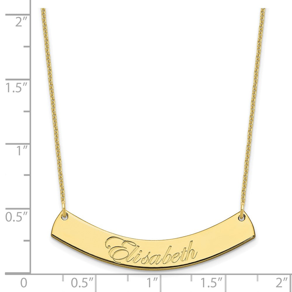 10k Yellow Gold Medium EDWARDIAN SCRIPT Curved Bar Necklace