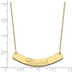 10k Yellow Gold Medium EDWARDIAN SCRIPT Curved Bar Necklace