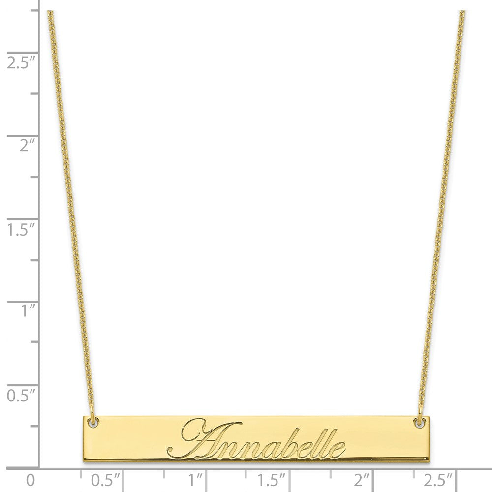 10k Yellow Gold Large EDWAEDIAN SCRIPT Bar Necklace