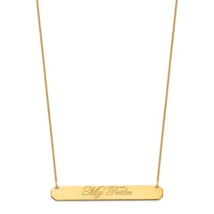 10k Yellow Gold Large EDWAEDIAN SCRIPT Bar Necklace