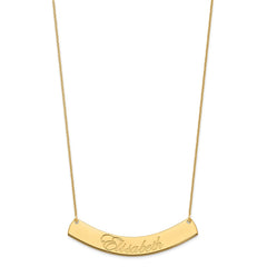 10k Yellow Gold Large EDWARDIAN SCRIPT Curved Bar Necklace