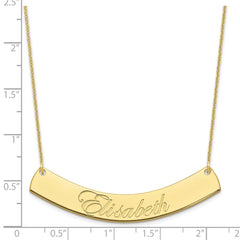 10k Yellow Gold Large EDWARDIAN SCRIPT Curved Bar Necklace