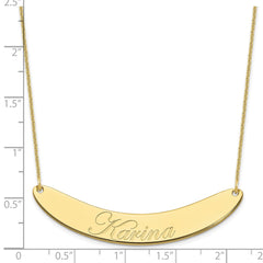 10k Yellow Gold Large EDWARDIAN SCRIPT Curved Bar Necklace