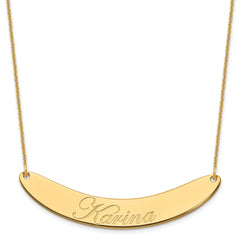10k Yellow Gold Large EDWARDIAN SCRIPT Curved Bar Necklace - 2